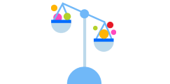 Lungs with circles and figures around it representing particles