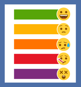 Lines of the colors of AQI with emoticons that move from happy to very unhealthy